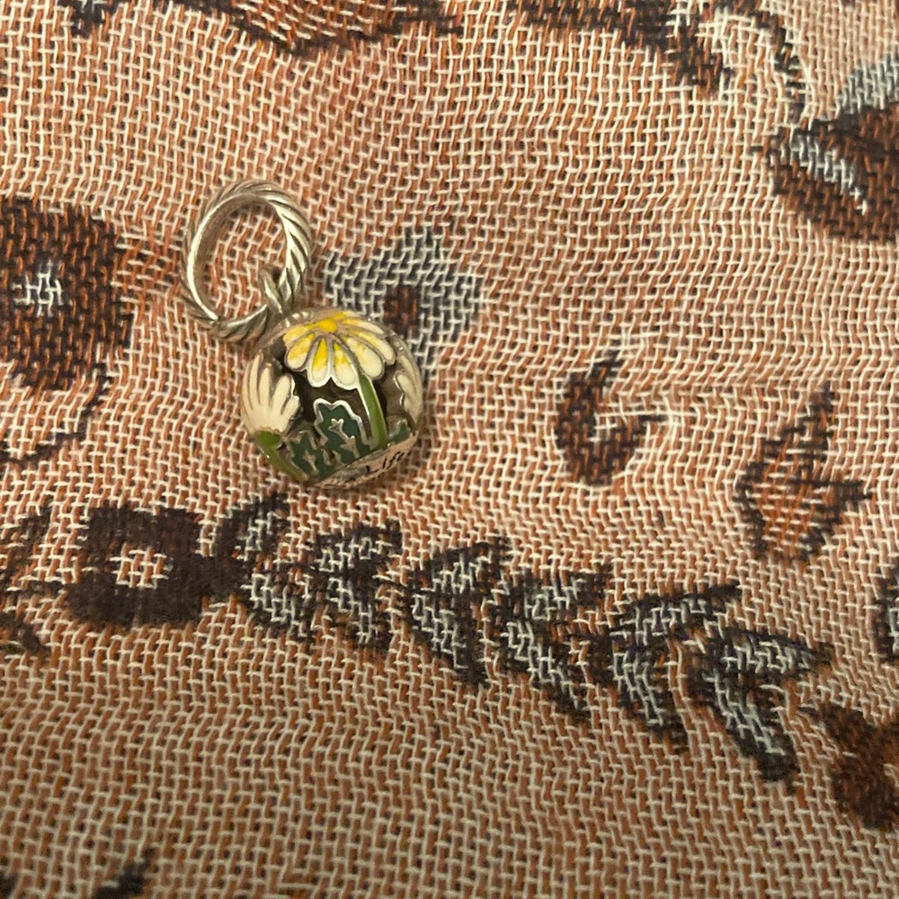 Brighton sterling silver and cloisonné floral charm 🌼